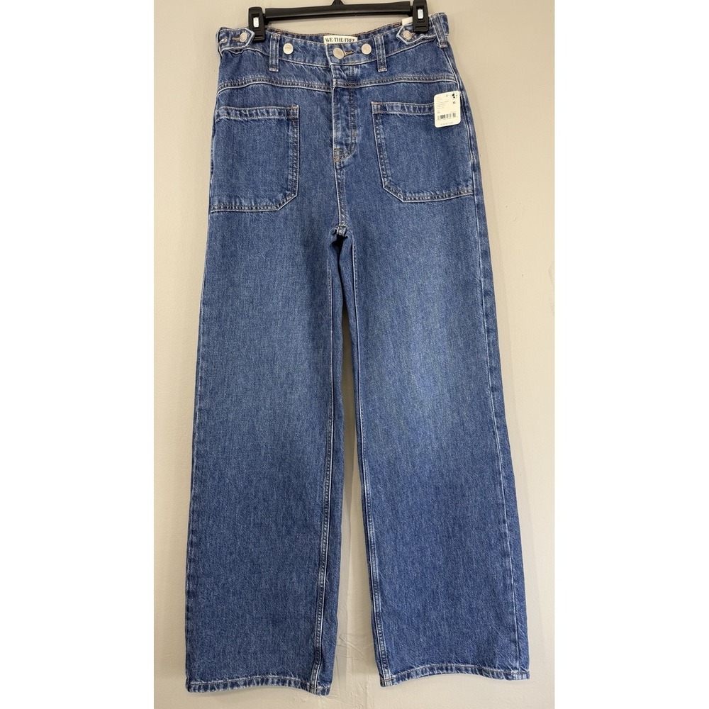 We The Free Palmer Cuffed Jeans Women's 26 Wide Leg High Rise Blue Denim NWT